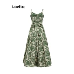 Thumbnail Đầm Lovito vải gân thắt nơ phía sau họa tiết paisley phong cách Boho cho nữ L87ED315 4