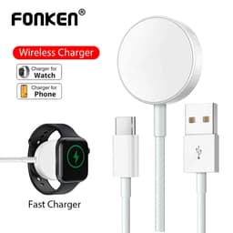 Thumbnail Bộ sạc không dây Fonken 2 trong 1 Type C cho đồng hồ Cáp sạc USB cho AP Watch Series 7 / 6 / 4 / SE / 4 / 3 / 2 / 1 1