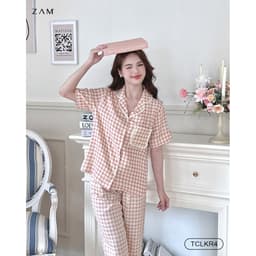 Thumbnail BỘ MẶC NHÀ SHE BY ZAM - TCLKR - BỘ NGẮN TAY QUẦN DÀI KẺ VISCOSE PHỐI REN 1