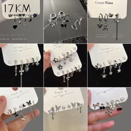 Thumbnail 17km Đơn Giản Zircon Xuyên Bông Tai Nữ Pha Lê Thanh Lịch Ngọc Trai Ngôi Sao Bướm Bông Tai Bộ Phụ Kiện Trang Sức 1