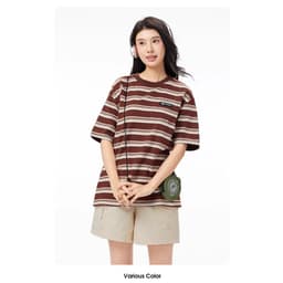 Thumbnail Váy sọc nữ CAMEL CROWN Váy Polo dáng rộng tay ngắn khí chất 4