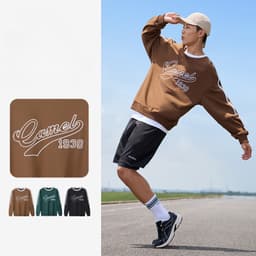 Thumbnail Áo thun CAMEL CROWN Áo thun nam nữ thể thao dáng rộng cổ tròn dài tay 1