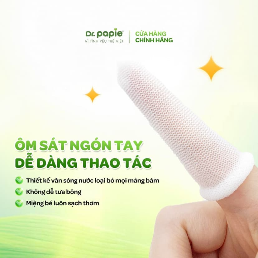 Ảnh 2 Hộp Gạc Rơ Lưỡi Dr.Papie Tiêu Chuẩn 5SAO, Làm Sạch Răng, Lưỡi, Nướu và Khoang Miệng Cho Bé - 30Gói/Hộp x 2 2