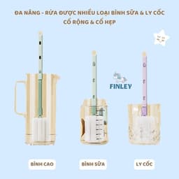 Thumbnail Cọ rửa bình sữa, cọ rửa ly cốc FINLEY Moonie 4 màu, tay cầm kéo dài 4 mức tới 35cm, cọ được ly cao 4