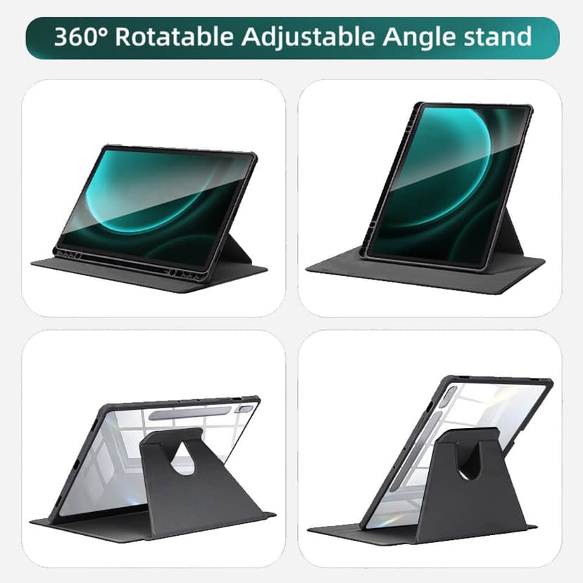 Ảnh Tbtic 720° Xoay Acrylic Cho Samsung Tab Ốp Lưng S10 A9 S9 S8 S7 Plus 11 FE 10.9 12.4 8.7 A8 10.5 X206 S6 Lite 10.4 P620 P610 P615 P613 Da Lật Có Thể Xoay Được Có Thể Điều Chỉnh 2
