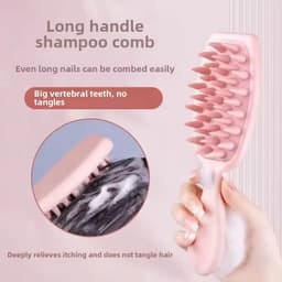 Thumbnail Aubess [Quà tặng] Bàn chải tóc silicon cán dài dùng cho phòng tắm, dùng để làm sạch tóc khô ướt 1