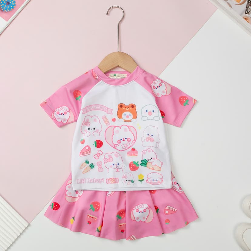 Ảnh Bộ bơi Bé gái chống nắng, nhanh khô LITIBABY kèm chân váy size 3 đến 10 tuổi 1