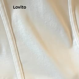 Thumbnail Lovito Áo Thun Màu Trơn Có Đường Chiết Eo Tôn Dáng Cho Nữ LNM67139 4
