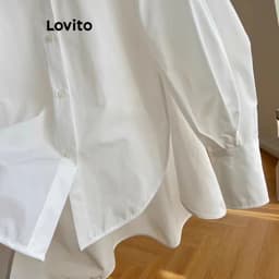 Thumbnail Áo sơ mi kiểu Lovito không đối xứng nút trước màu trơn thanh lịch cho nữ LNE24084 (Nhiều màu) 4