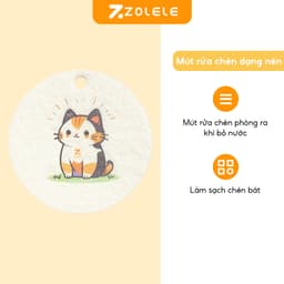 Thumbnail Miếng bọt biển rửa chén kháng khuẩn Zolele làm sạch, mút xốp nén họa tiết hoạt hình 2