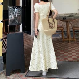 Thumbnail Đầm Lovito hoa nhí xếp nếp giả hai lớp có nút phong cách thường ngày cho nữ L98AD144 2