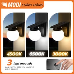 Thumbnail Đèn Tường Năng Lượng Mặt Trời MODI SOLAR Có 3 Chế Độ Màu, Trang Trí Ngoài Trời 4
