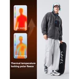 Thumbnail CAMEL CROWN Áo khoác lông cừu nam mùa đông Plus nhung dày Áo khoác lông cừu ấm áp thông thường 2