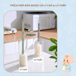 Thumbnail Cọ rửa bình sữa, cọ rửa ly cốc FINLEY Moonie 4 màu, tay cầm kéo dài 4 mức tới 35cm, cọ được ly cao 3
