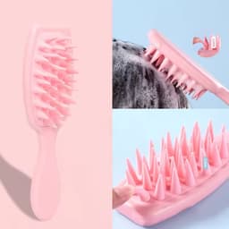 Thumbnail Aubess [Quà tặng] Bàn chải tóc silicon cán dài dùng cho phòng tắm, dùng để làm sạch tóc khô ướt 2