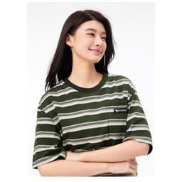Thumbnail Váy sọc nữ CAMEL CROWN Váy Polo dáng rộng tay ngắn khí chất 2
