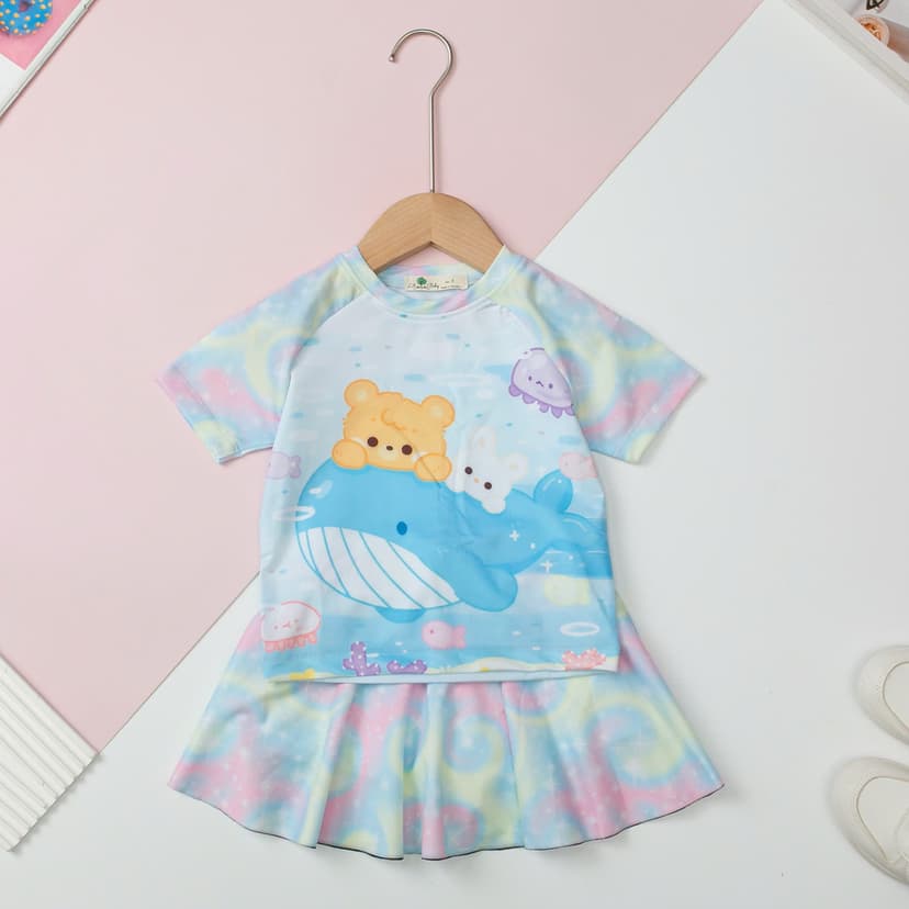 Ảnh Bộ bơi Bé gái chống nắng, nhanh khô LITIBABY kèm chân váy size 3 đến 10 tuổi 2