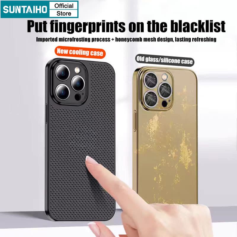 Ảnh Suntaiho Siêu Mỏng Thoáng Khí Làm Mát Ốp Lưng Điện Thoại Mềm Mờ Cao Cấp Cho iPhone 15 14 13 12 11 Pro Max 4