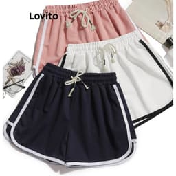 Thumbnail Lovito - Quần Short Thể Thao Nữ Phối Viền Tương Phản LNL47151 2