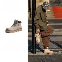 Thumbnail CAMEL CROWN Martin Boots Nam Thu Đông Plus Nhung Giày bốt màu vàng Giày đi làm ngoài trời 3