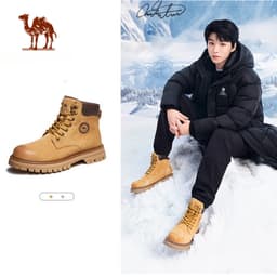 Thumbnail CAMEL CROWN Martin Boots Nam Thu Đông Plus Nhung Giày bốt màu vàng Giày đi làm ngoài trời 1