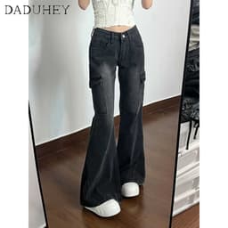 Thumbnail DaDuHey New American Ins High Street Retro Micro Flared Jeans Niche High Waist Wide Leg Pants Large Size Trousers 4
