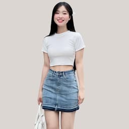 Thumbnail TTTHAO - Chân váy jeans VNXK chất vải cotton co giãn cao cấp J4 - Cam kết không ưng trả hàng hoàn tiền 1