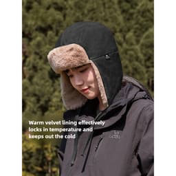 Thumbnail CAMEL CROWN plus Nhung Ấm Mũ Nam Nữ Chống Gió Chống Lạnh Đi Xe Đạp Bịt Tai Mũ cotton 4