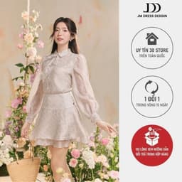 Thumbnail Set Áo sơ mi cổ đức tròn đính nơ họa tiết 2R05.2503OG, Chân váy pattern đổ hai tầng họa tiết 4R02.2503OG, set đồ nữ JM 1