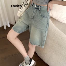 Thumbnail Live Hosts' pick - Quần Short Jean Cạp Cao Denim Có Túi Màu Trơn LNA19020 2