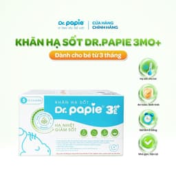 Thumbnail Khăn Hạ Sốt Dr.Papie 3mo+ Hạ sốt Vật lý Chuẩn Nhi Khoa, Ngăn Ngừa Co Giật Cho Bé Hộp 5 Gói x 5 Khăn/Gói 1
