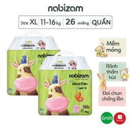 Thumbnail Combo 2 Bịch Tã Quần NABIZAM Ultra Thin Nội Địa Hàn Rãnh Chống Tràn Linh Hoạt Size XL Cho Bé Từ 11-16kg, 26 Miếng/Bịch 2