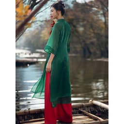 Thumbnail JOVEN Áo Dài Nữ Tết Ngọc Diệp 2 Tà Cổ Tàu Tay Loe Lửng (KHÔNG KÈM QUẦN) 2