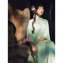 Thumbnail JOVEN Áo Dài Nữ Minh Khuê Cổ Trụ Họa Tiết Hoa Chìm Trên Bề Mặt Thanh Lịch (KHÔNG KÈM QUẦN) 3