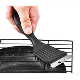 Thumbnail Bàn chải vệ sinh vỉ nướng bằng thép không gỉ Aubess có lưỡi cạo và dây - Lỗ treo và kẹp chống trượt để vệ sinh vỉ nướng/nướng (Chống gỉ) 1