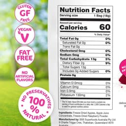Thumbnail Táo sấy giòn vị mâm xôi Gina’s Table Úc 18g - Bổ sung vitamin C - Ăn vặt văn phòng - Trái cây sấy Úc 3