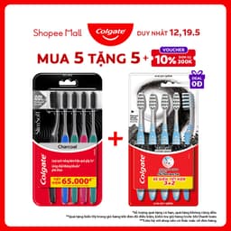 Thumbnail Bộ 5 Bàn chải Colgate SlimSoft Charcoal than hoạt tính kháng khuẩn siêu mềm mảnh 1