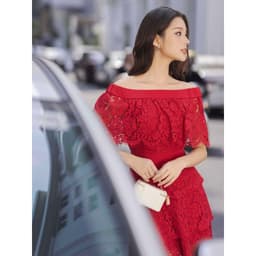 Thumbnail JOVEN Đầm Nữ Naomi Midi 3 Tầng Lai Xéo Bẹt Vai Có Bèo Nhún 2