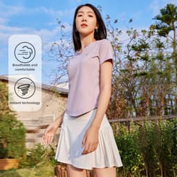 Thumbnail Camel CROWN Thể thao Cổ chữ V Quần vợt ngắn tay Áo thun nữ khô nhanh thoáng khí 2