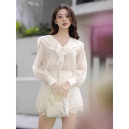 Thumbnail JOVEN Áo Sơ Mi Sera Cổ Bèo 2 Lớp Tay Dài Bồng Nhẹ 4