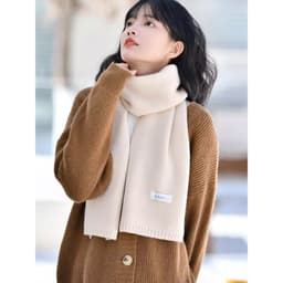 Thumbnail Camel CROWN Khăn Nam Nữ Phong Cách Nhật Bản Cổ Ấm Dệt Kim Màu Trơn Khăn Dày 4