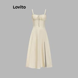 Thumbnail Đầm Lovito cột dây lưng màu trơn thanh lịch cho nữ L74ED185(Nhiều màu) 3
