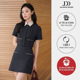 Thumbnail Set Áo cổ đức dâng croptop 2 túi ốp 2T09.2503K, Chân váy chữ A 2 túi ốp 4S11.2503K, bộ đồ công sở tiểu thư thanh lịch JM 1