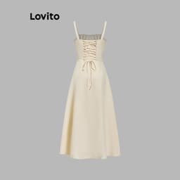 Thumbnail Đầm Lovito cột dây lưng màu trơn thanh lịch cho nữ L74ED185(Nhiều màu) 4