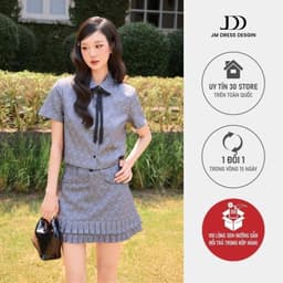 Thumbnail Set Áo croptop cổ đức cách điệu đính nơ in họa tiết 2T06.2502K, Chân váy họa tiết xếp ly 2 tầng 4S06.2502K, Set Monogram 1