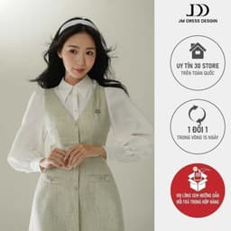 Thumbnail Đầm phối cổ V, túi nơ cách điệu 1F24.2410TW, váy đầm dáng chữ a phối sơ mi một lớp kiểu dáng đơn giản nhưng tinh tế JM 1
