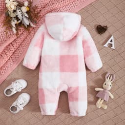 Thumbnail 0-2 Tuổi Bé Gái Hồng Trắng Cờ Rô Nối Dài Tay Ấm Nút Bỏ Túi Bộ Quần Áo Thu Đông 2
