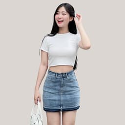 Thumbnail TTTHAO - Chân váy jeans VNXK chất vải cotton co giãn cao cấp J4 - Cam kết không ưng trả hàng hoàn tiền 3