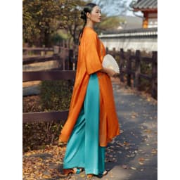 Thumbnail JOVEN Quần Áo Dài Nữ Lụa Mềm Mại Form Rộng 1