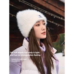 Thumbnail Camel CROWN Lông Dệt Kim Mũ Nữ Giả Lông chồn Chống Lạnh Bịt Tai Dày Mũ Ấm Áp 4